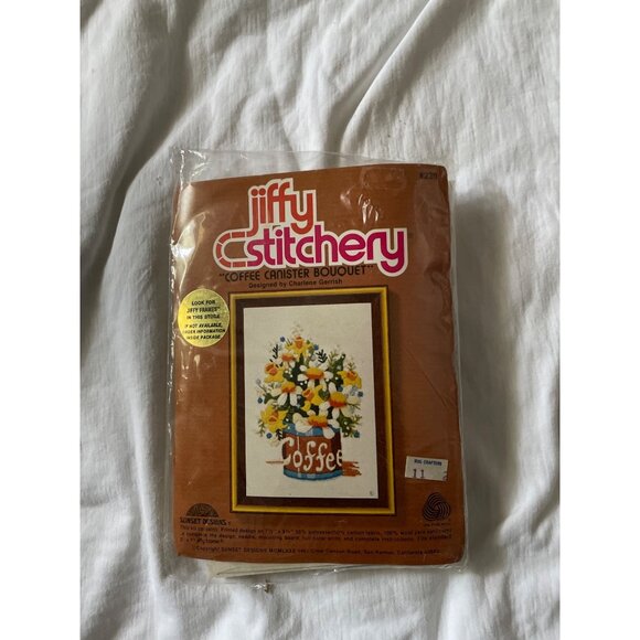 Jiffy Stitchery Coffee Canister Bouquet Needlepoint Kit Designed By Charlene Ger - Picture 8 of 14